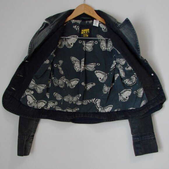 Vintage Y2K Miss Sixty Jacket Denim Jean Distressed Utility Gray Blue Medium - Picture 15 of 16